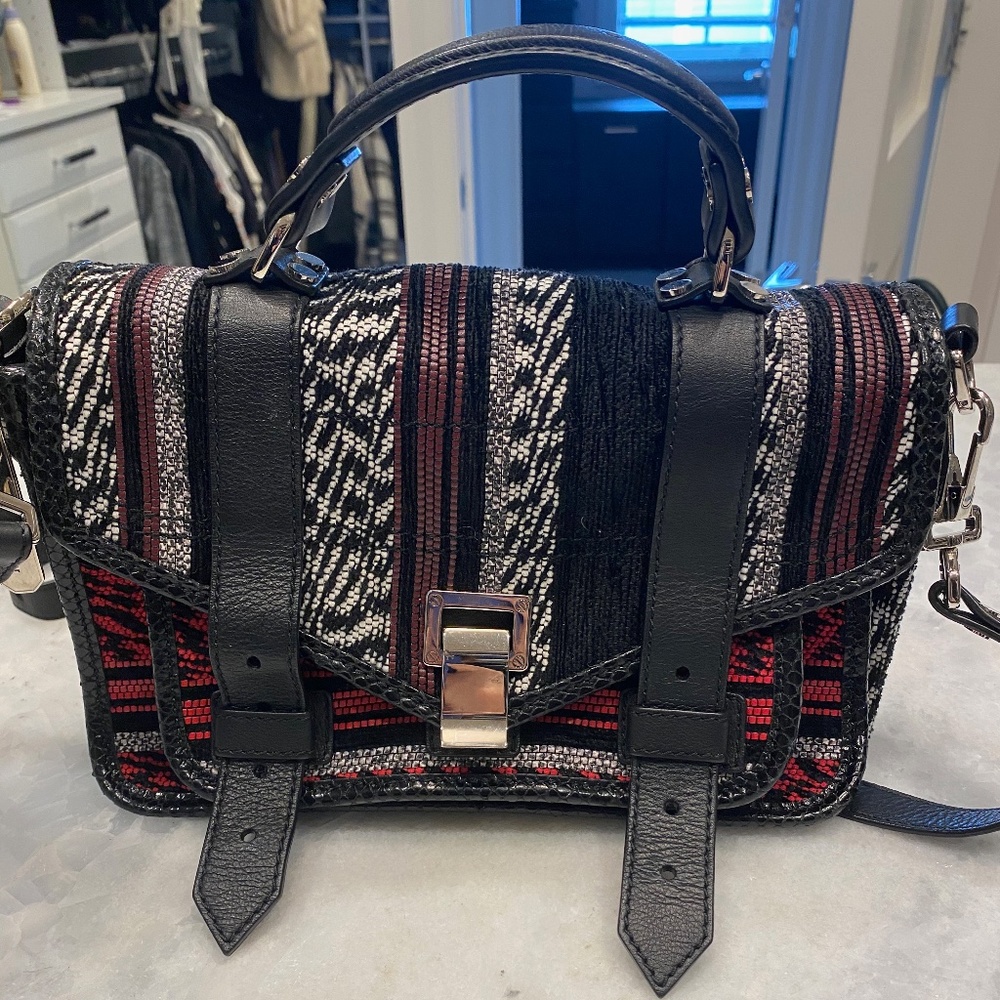 Proenza Schouler PS1 Mixed Woven White/Black/Red